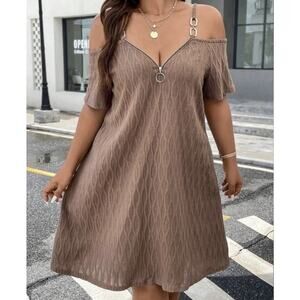 SHEIN Women’s Cold Shoulder Dress Size 0XL Zip Front Holiday NWOT Party Wedding